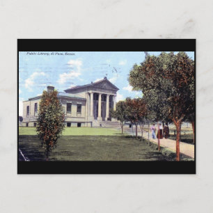 Bibliotek, El Paso, Texas 1911 Vintage Vykort