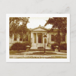 Bibliotek, Evanston, Illinois Vintage Vykort