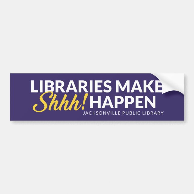 Bibliotek får Shhh att hända Bildekal (Framsidan)