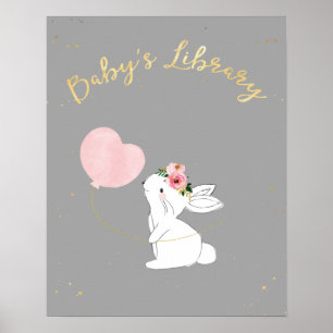 Bibliotek för Baby, babyskylt för babyskor Poster