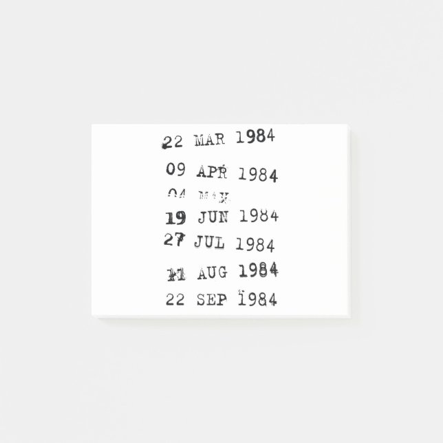 Bibliotek Frimärke Förfaller 1984 Post-it Block (Framsida)