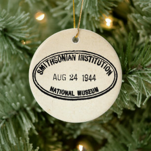 Bibliotek Frimärke Smithsoniska institutionen 1944 Julgransprydnad Keramik