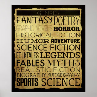 Bibliotek Genre Classroom Poster