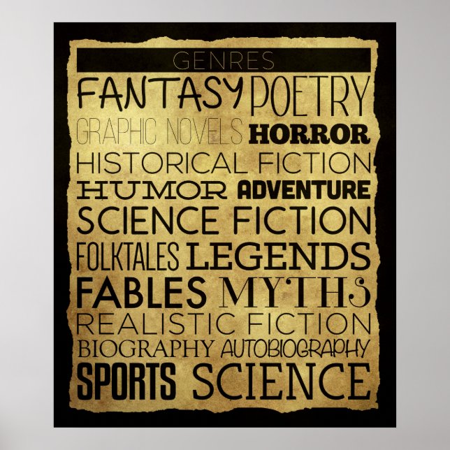 Bibliotek Genre Classroom Poster (Framsidan)