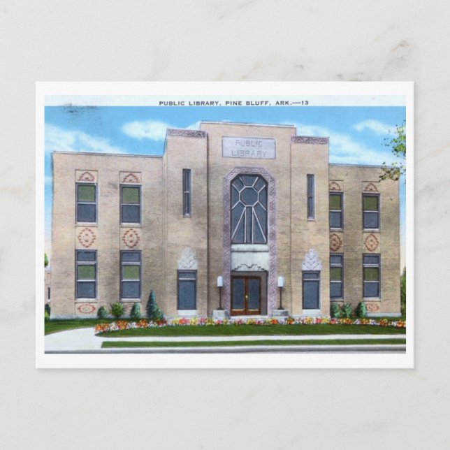 Bibliotek, Gräs Bluff, Arkansas Vintage Vykort (Framsida)