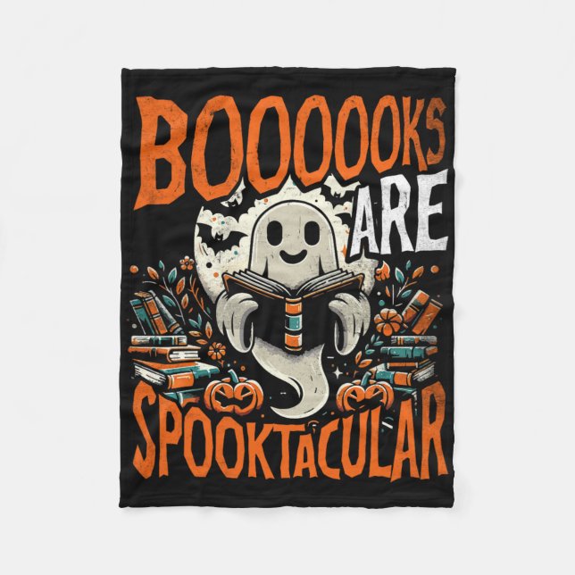 Bibliotek Halloween Shirt Bok Älskare Design Ghost Fleecefilt (Framsidan)
