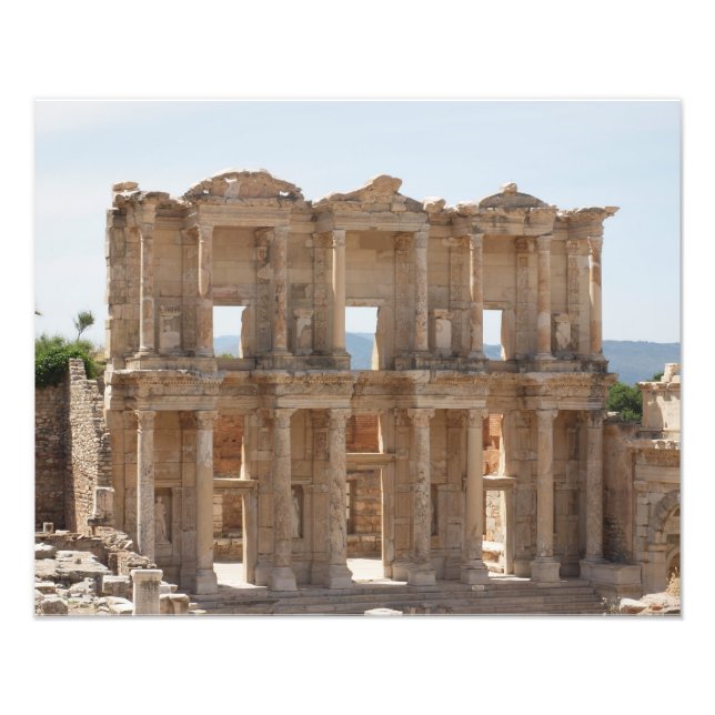 Bibliotek i Celsus i Ephesus, Turkiet Fototryck (Framsidan)