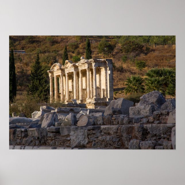 Bibliotek i Celsus Ruins Poster (Framsidan)