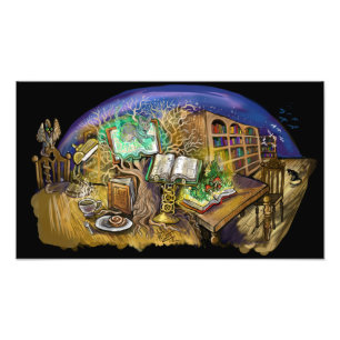 Bibliotek i Living Dreams Art Print Fototryck