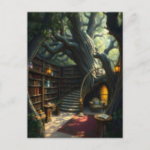 Bibliotek inklämt mellan grenarna