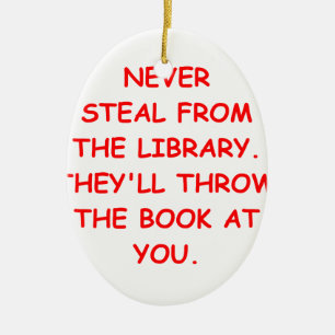 bibliotek julgransprydnad keramik