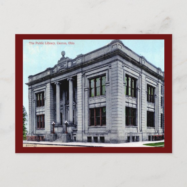 Bibliotek, Kantonen, Ohio-Vintagen Vykort (Framsida)