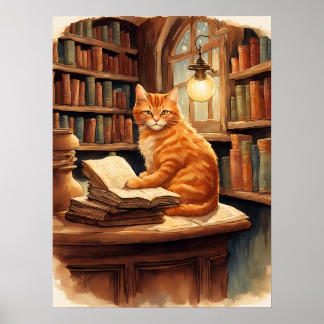 bibliotek katt affisch (Framsidan)