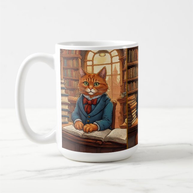 bibliotek katt kaffekopp (Vänster)