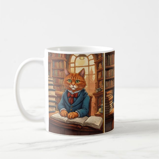 bibliotek katt kaffemugg (Vänster)