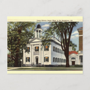 Bibliotek, Lenox, Massachusetts 1932 Vintage Vykort