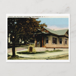 Bibliotek, Marlborough, NY Vintage Vykort