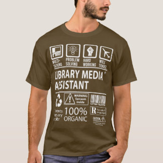 Bibliotek Media Assistant MultiTasks Auktoriserad- T Shirt