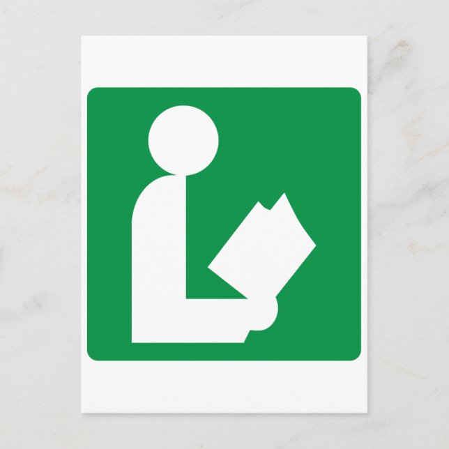 Bibliotek motorvägsskylt vykort (Framsida)