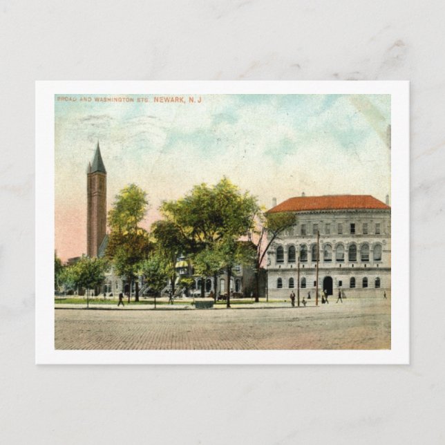 Bibliotek, Newark, New jersey 1908 Vintage Vykort (Framsida)