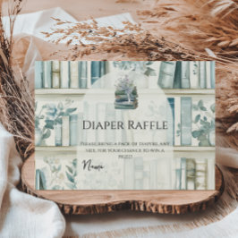 Bibliotek Ny Kapitel Blå Bok Baby Shower Blöja Tilläggskort