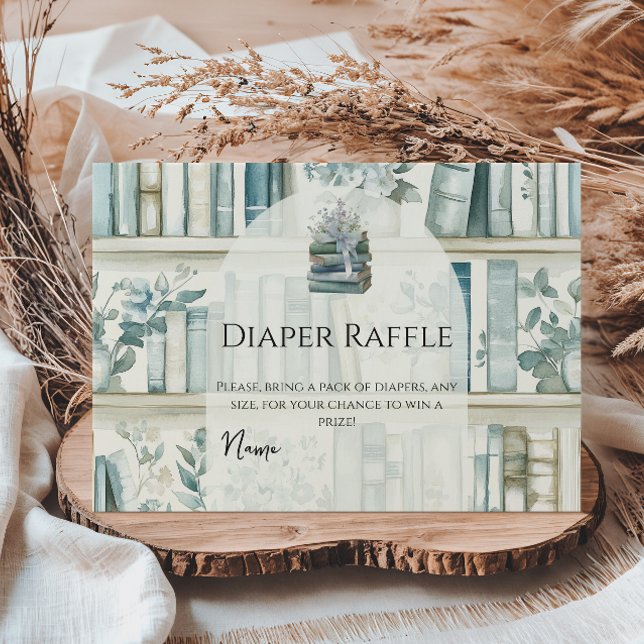 Bibliotek Ny Kapitel Blå Bok Baby Shower Blöja Tilläggskort (Skapare uppladdad)