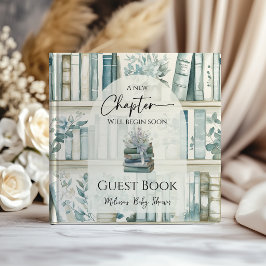 Bibliotek Ny Kapitel Blå Pojke Babyfirande Gästböcker
