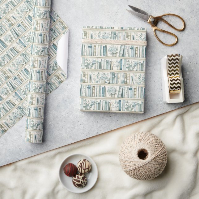 Bibliotek Ny Kapitel Blå Pojke Bok Babyfirande Presentpapper (Hantverk)