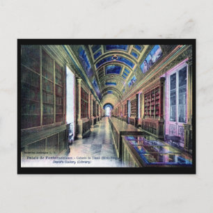 Bibliotek, Palais de Fontainebleau, Frankrike 1926 Vykort