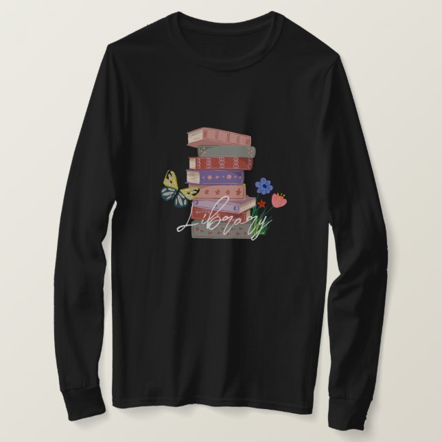 Bibliotek Personlig för söt presentsvart läsare T Shirt (Design framsida)