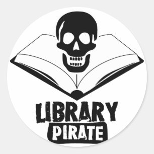 Bibliotek Pirat Runt Klistermärke
