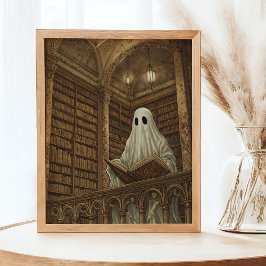 Bibliotek Reading Ghost Vintage Antique Bokar Art Poster