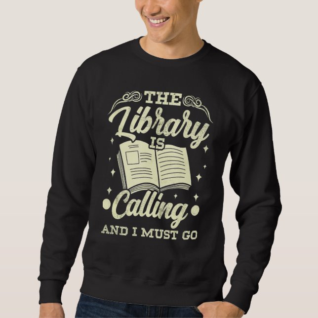 Bibliotek ringer och jag måste gå bra Student Lång Ärmad Tröja (Framsida)