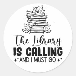 Bibliotek ringer runt klistermärke