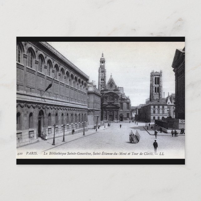 Bibliotek Saint-Genevieve, Paris, Frankrike 1905 V Vykort (Framsida)
