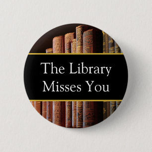 Bibliotek saknar dig, bok älskare knapp