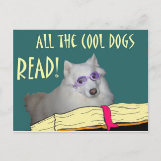 Bibliotek - Samoyed - kalla hundar läste läs-och Vykort