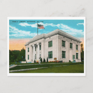 Bibliotek, Savannah, GA-Vintagen Vykort