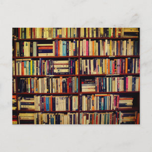 Bibliotek Shelves Vykort