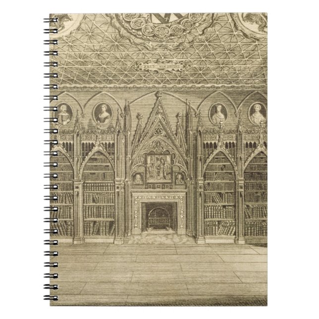 Bibliotek som inristas av Godfrey, från Anteckningsbok (Framsidan)