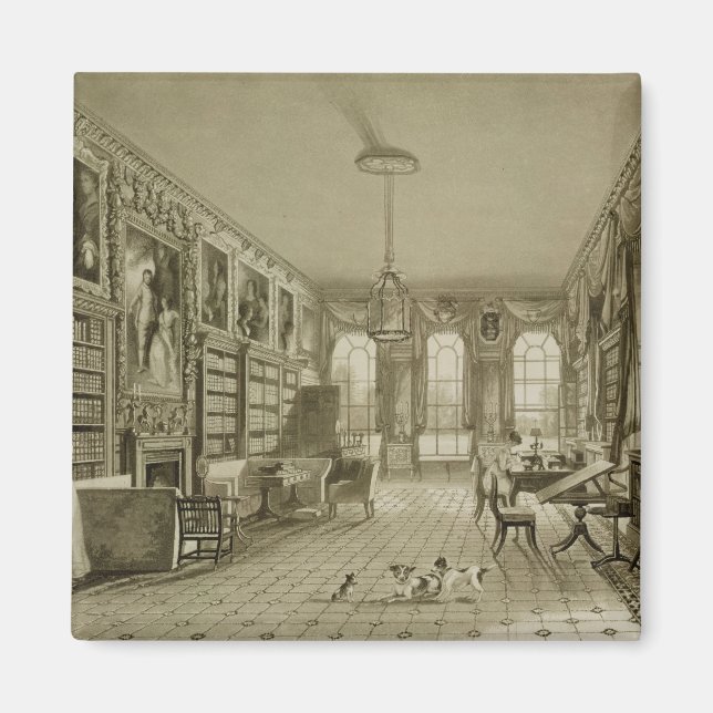 Bibliotek som Sitta Room, Cassiobury Park, c.1815, Magnet (Framsidan)