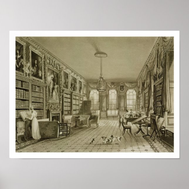 Bibliotek som Sitta Room, Cassiobury Park, c.1815, Poster (Framsidan)