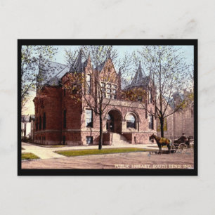 Bibliotek, South Bend, Indiana 1915 Vintage Vykort