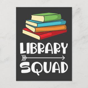 Bibliotek Squad - bok älskare bibliotekarialläsare Vykort