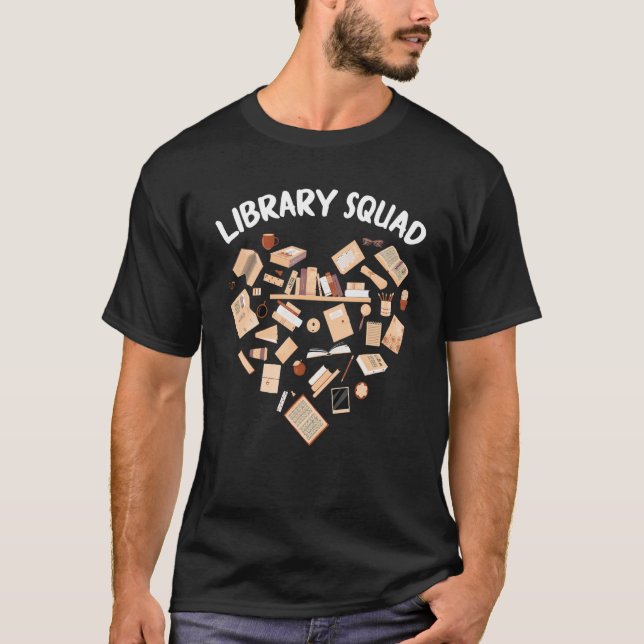 Bibliotek Squad Bookworm Librarian Bok Manar Kvinn T Shirt (Framsida)