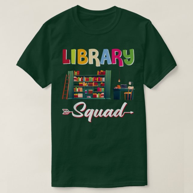 Bibliotek Squad Bookworm Reading Bok Älskare Libra T Shirt (Design framsida)