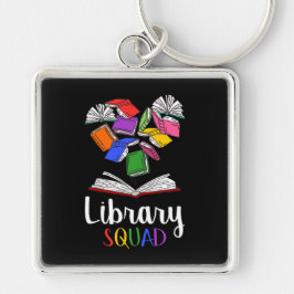 Bibliotek Squad I Fyrkantig Silverfärgad Nyckelring