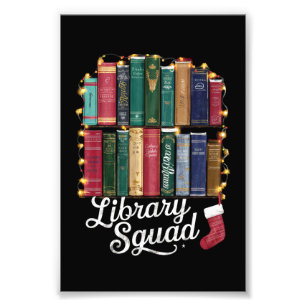 Bibliotek Squad jul Bok Älskare Team Reading Fototryck