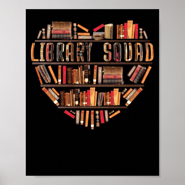 Bibliotek Squad Librarian Bookworm Bok Älskare Poster (Framsidan)