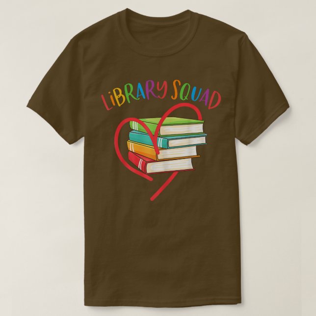 Bibliotek Squad Librarian Bookworm Bok Älskare T Shirt (Design framsida)